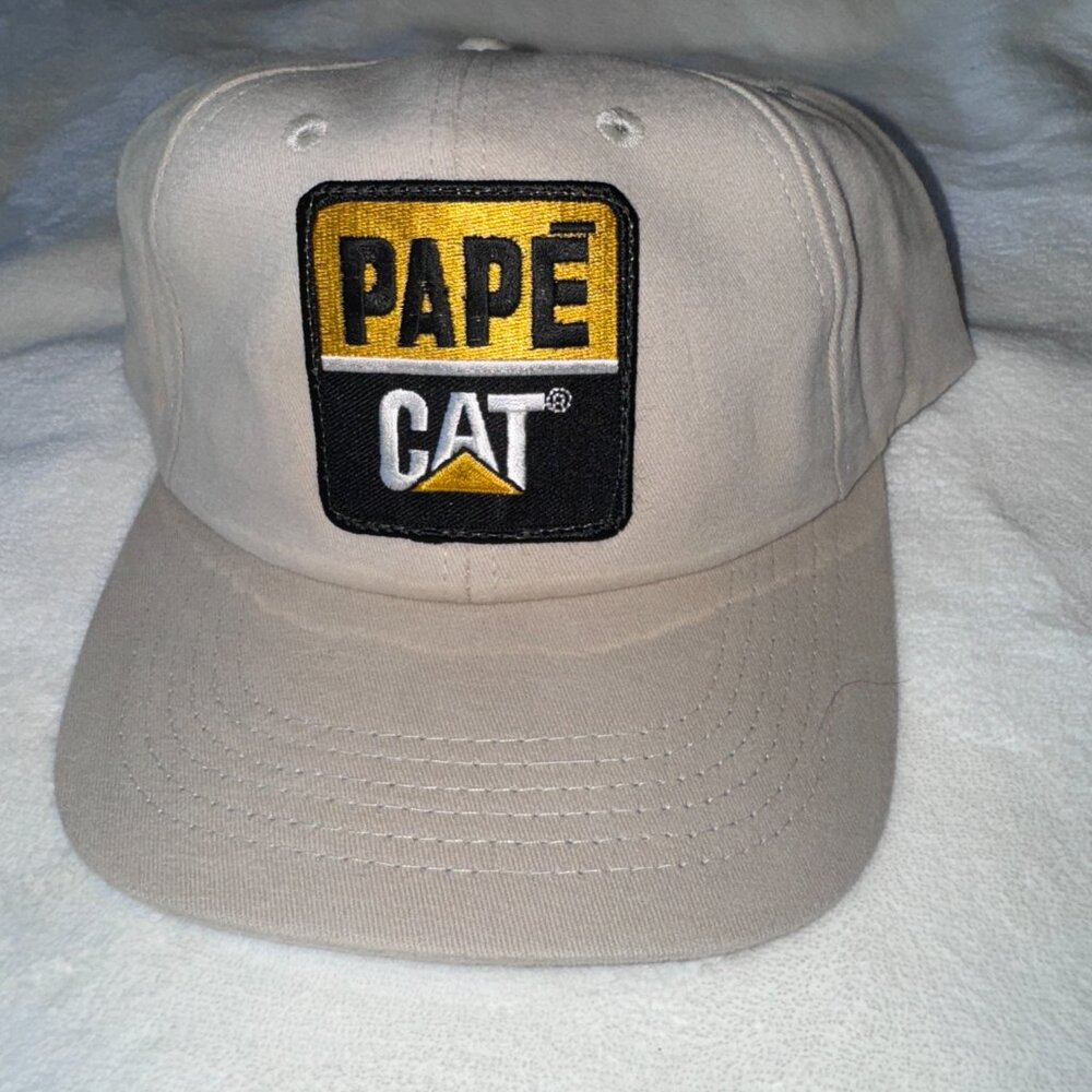 TAN Pape Cat Snapback - Caterpillar Equipment - CAT Patch Legend Made USA